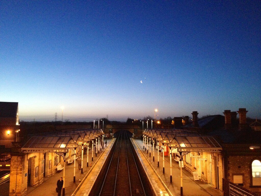 The moon over Loughborough station