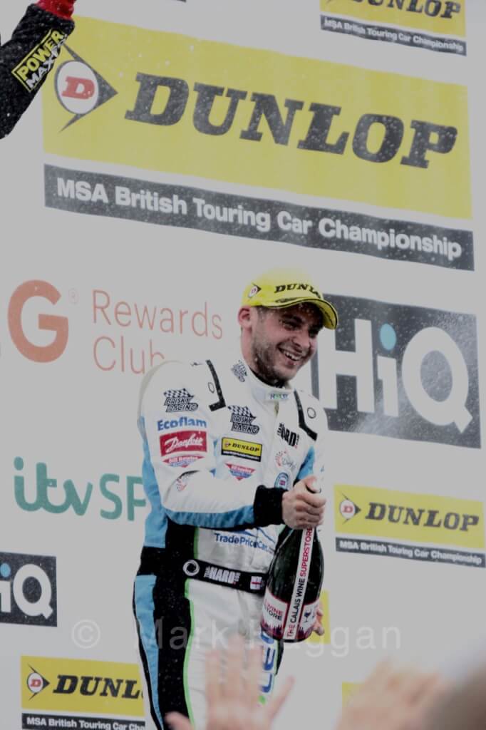 Jake Hill on the BTCC podium at Brands Hatch